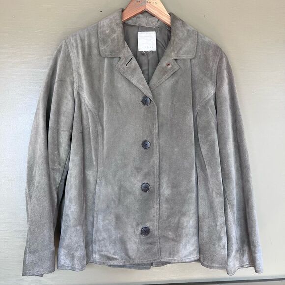 J. Jill Green Suede Leather Jacket - Picture 1 of 7